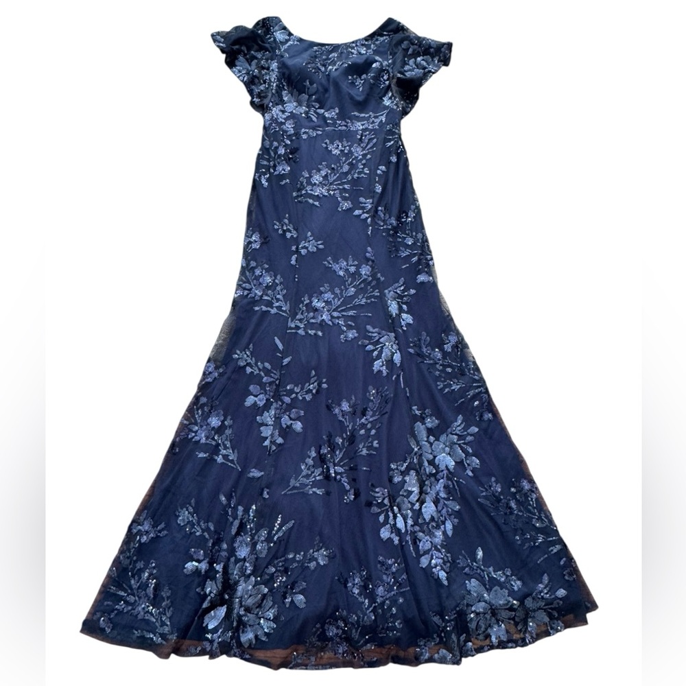 MARCHESA NOTTE BRIDESMAID***Navy Blue Sequin Evening Gown***US 6***$385 - Picture 4 of 7